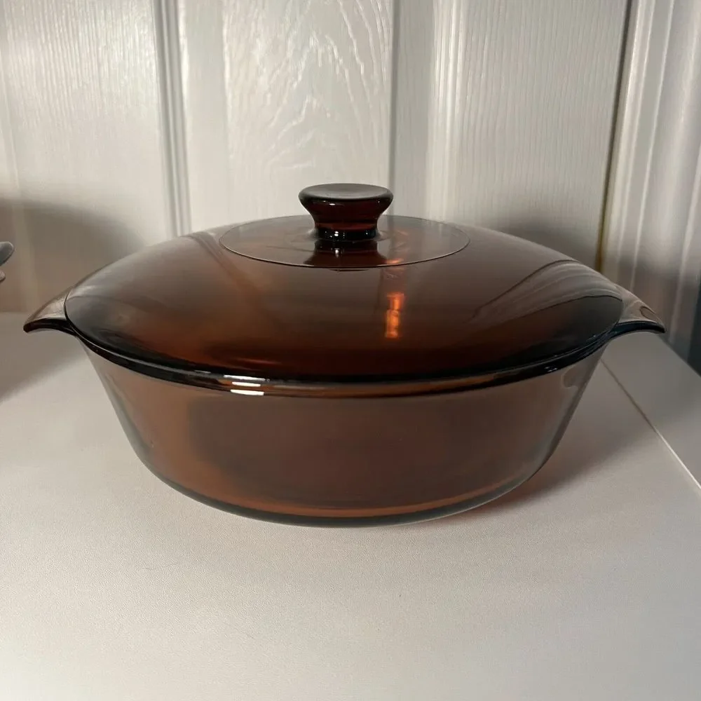 Casserole Oven Ware 8.25" Anchor Hocking 1.5 QT Smoked Glass Vintage - Picture 1 of 5